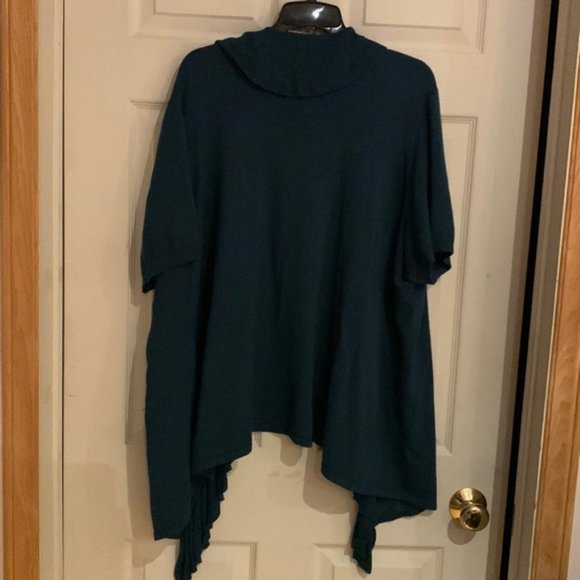 Reitmans short sleeve waterfall open front teal cardigan 2x - Picture 4 of 4